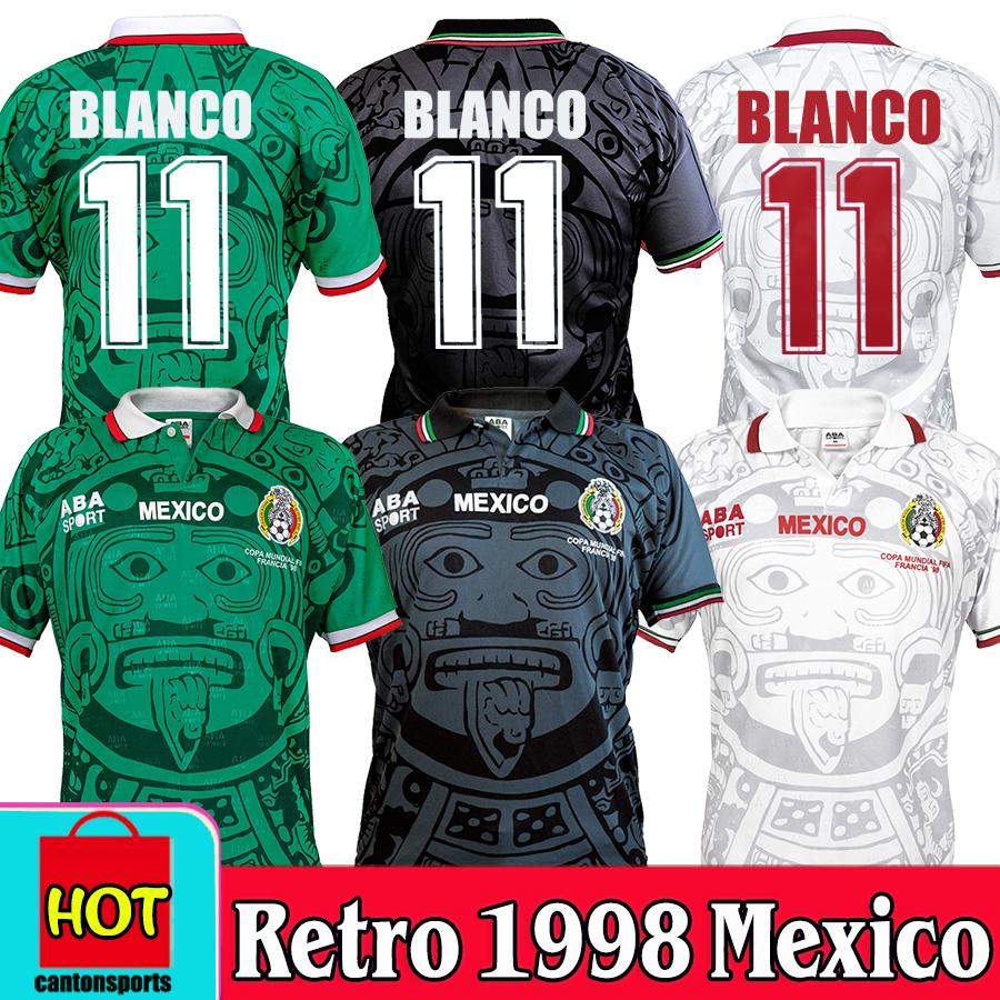 

Thailand Quality Retro 1998 Mexico World Cup Classic Vintage Soccer jerseys HERNANDEZ 11# BLANCO Home Green Away White Football Shirts, 1998 mexico white