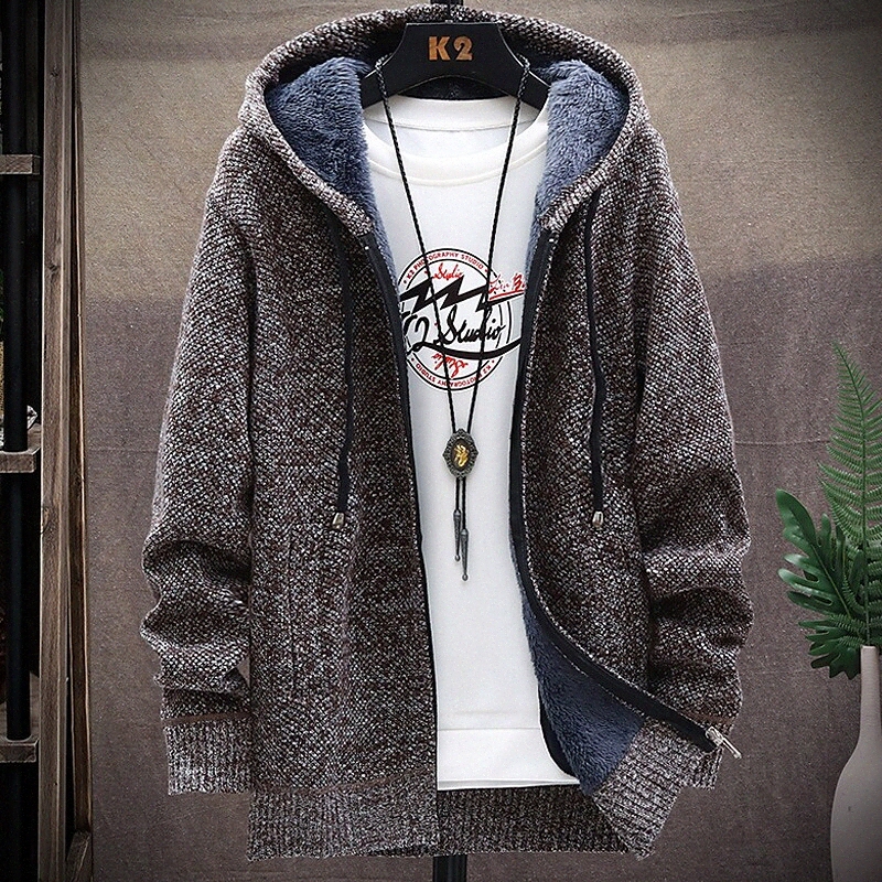 Pull de cardigan unisexe pour hommes tricoté couleur massif élégante manches longues à manches courantes Cardigans Cardigans à capuche à capuche