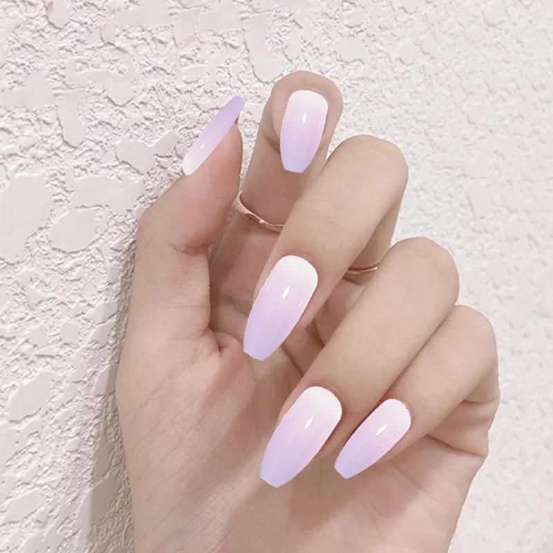 

False Nails 24pcs/set Extra Long Fake Nude Purple Gradient Cover European Ballerina Beauty Nail Full Tips Acrylic Art Y3T5