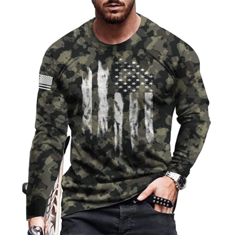 

Long Sleeve Cotton Men T Shirt Autumn Spring Loose Casual Round Neck National Flag Print T Shirt Hip Hop T-shirt Top Camisetas 220115, Mt-601978