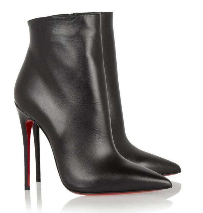 

Black-Suede Leathers Winter Womens Red Bottoms Booty Eloise Knee Boots High Heels Lady Combat Booties Black suede with zipper Party,Wedding Elegant