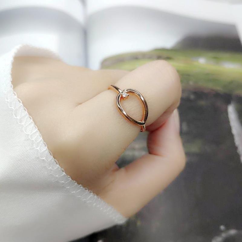 

Cluster Rings Double Fair Water Drop Shaped For Women Simple Copper Rose Gold Color Party Gift Fashion Jewelry R907