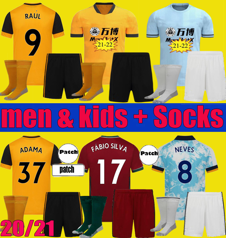 

2021 2022 Wolves SEMEDO RAUL NETO Soccer Jerseys 20 21 22 Wanderers J.OTTO PODENCE Football Shirts ADAMA Men Kids Kits sets Uniform, Home kit