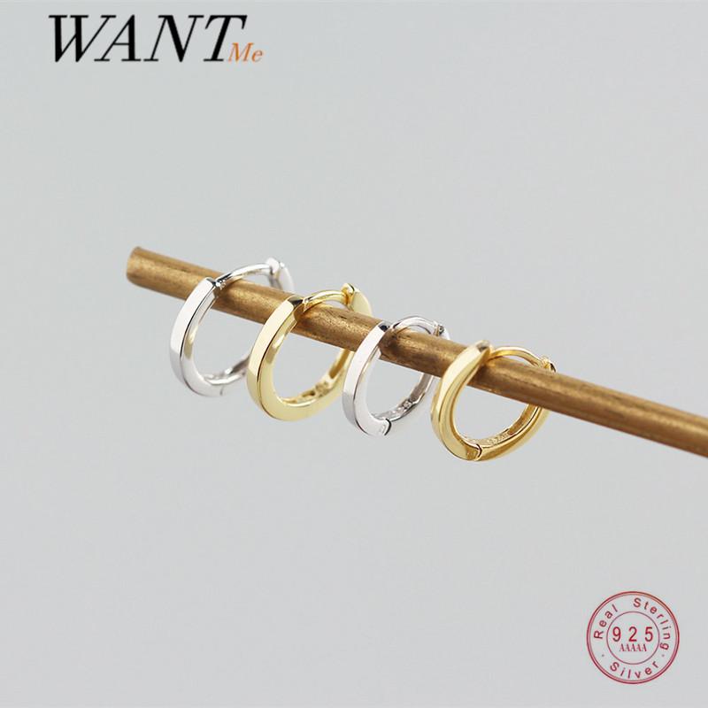 

Stud WANTME 925 Sterling Silver Minimalist Punk Rock Ear Buckle For Women Men Fashion Korean Nose Ring 7.8/8.8mm Earrings Jewelry, Golden;silver