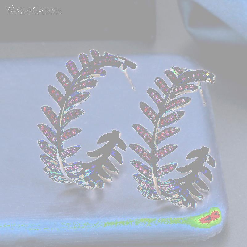 

Hoop & Huggie ThreeGraces Fashion Green Cubic Zirconia Leaf Shape Big Circle Round Earrings For Women Female Korean Jewelry ER474, Golden;silver