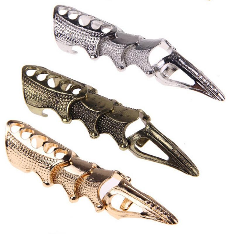Cluster Rings Punk Knight Skull Double Finger Ring Knuckle Armour Full Gothic Ghost Men-image-718688152