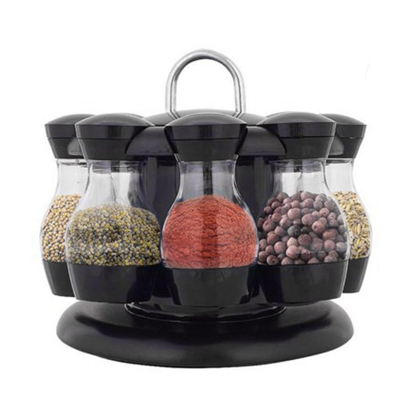 

Storage Bottles & Jars 8 Jar Rotating Spice Rack Carousel Kitchen Holder Condiments Container Seasoning Bottle Set
