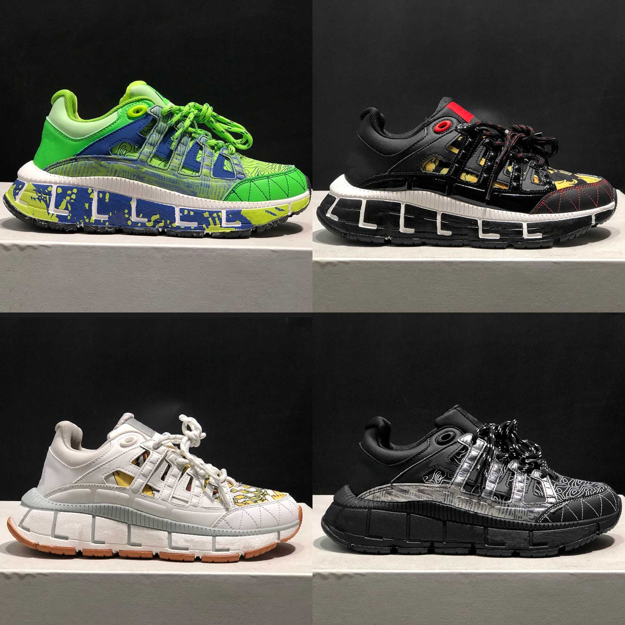 

Mens Trigreca Sneakers Women Desginer Shoes Leather print Medial Greca Black Green platform Sneaker Luxury Casual Dad Shoes Top Quality With, Color 1