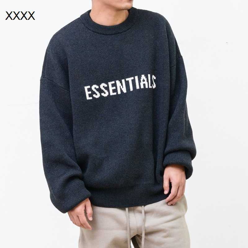 

of Wear God main line fog branch essentials high street fashion brand loose knitted sweater coat for men and women 56EA, Black