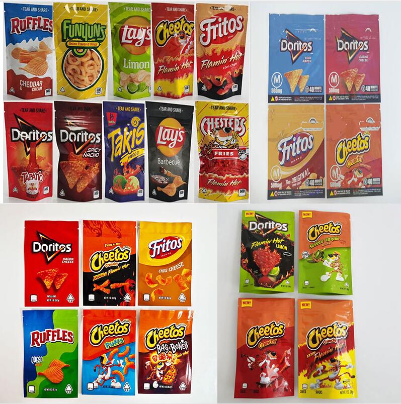 

Potato chips Arrival 500mg Cheetos Maylar bags resealable edibles DORITOS Cheese Gummi Worm bag Packaging FRITOS RUFFLES sfg