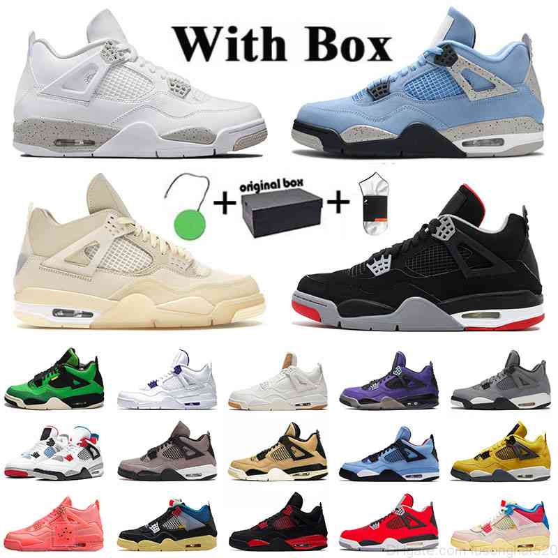 

Trainers Professional Jumpman 4 Basketball Shoes Taupe Haze University Blue IV Cactus Jack Manila Nik Bred Black Cat Mens Womens 4s Retro