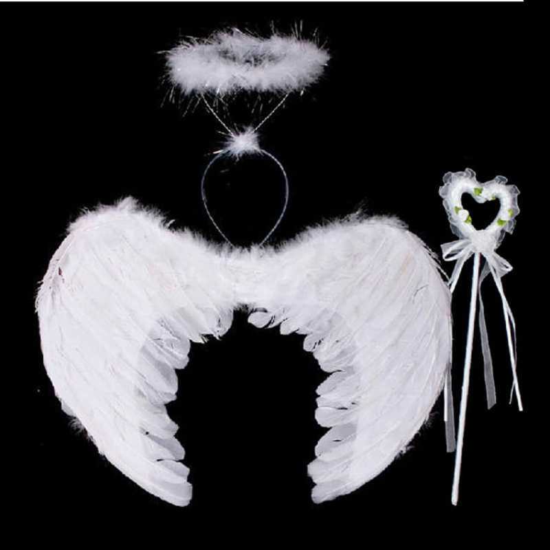 

Feather Angel Fairy Wings Wand Halo 3Pcs Set Halloween Party Fancy Dress Costume P0827
