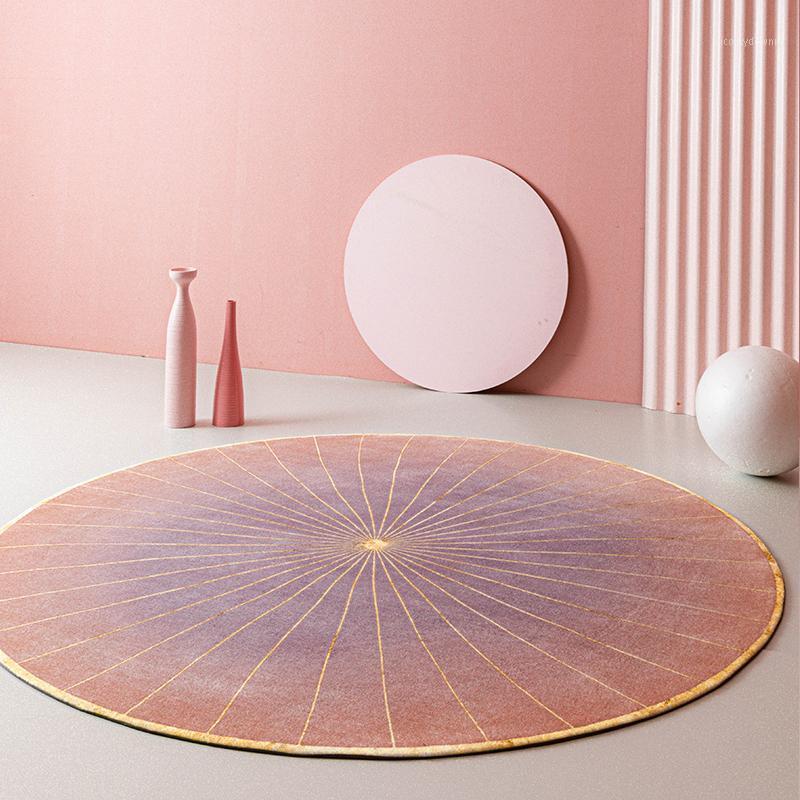 

Carpets Nordic Luxury Round Carpet Living Room Modern Pink Girl Home Decor Sofa Table Rugs Coffee Thick And Rug