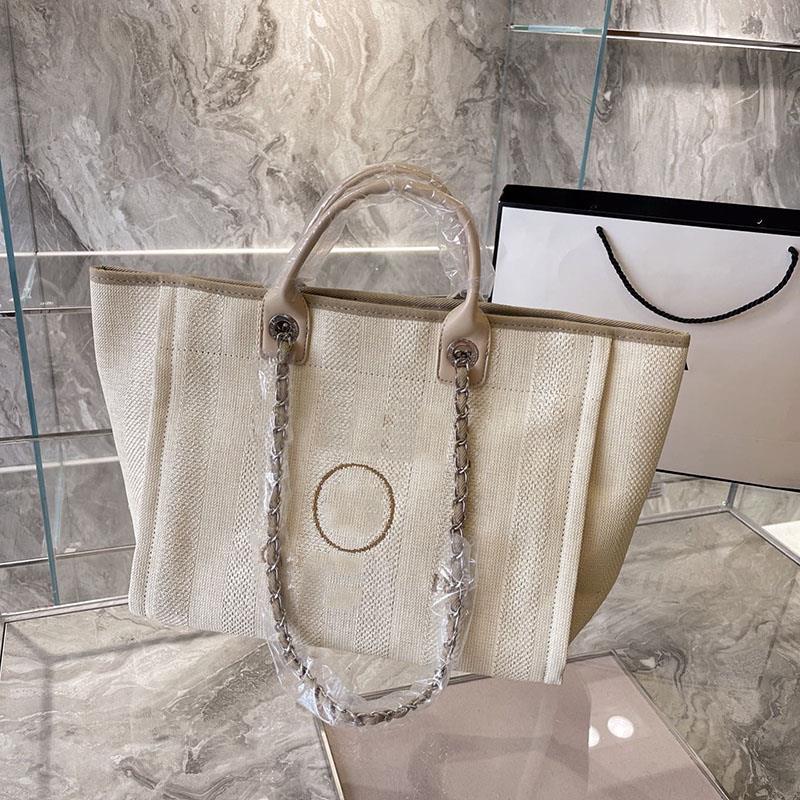 

2021ss Deauville Designer Chain Bag Shopping Beach Large Girls Style Classic Double Totes Canvas Shoulder Capacity Womens Party Luxury Temc