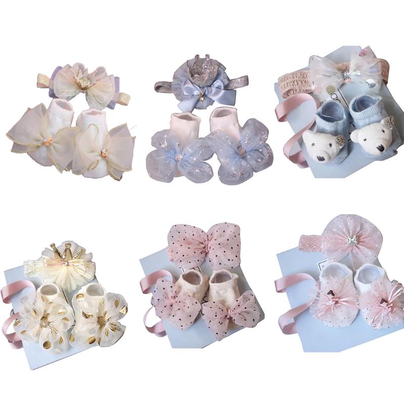 

Hair Accessories Baby Girl Headdress Glitter Bow Crown Headband Socks Set Toddler Infant Costume G5AE, Slivery;white