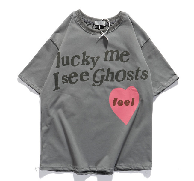 

Men's LUCKY ME I SEE THE GHOSTS Summer Breathable Loose T-shirt For Men and Women Couple Designer Hip Hop Streetwear, White;black