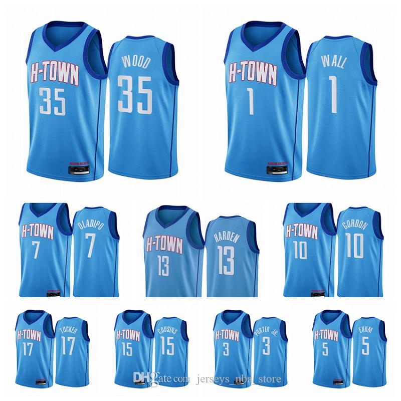 

2020-21 Houston Rockets Men Christian Wood Bruno Caboclo Brodric Thomas JaeSean Tate John Wall Kenny Wooten Blue Jersey, Black;red