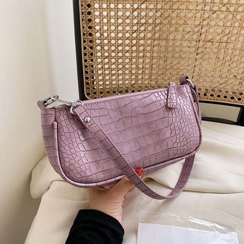 

Evening Bags Pattern Solid Stone Color Shoulder For Women 2021 Fashion Simple PU Leather Small Handbags Female Clutch Travel Handbag