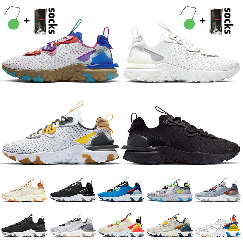 

Wholesale Top Quality React Vision Women Men Running Shoes Photon Dust White Iridescent Particle Grey Triple Black Sports Shoe Reacts 55 Tra