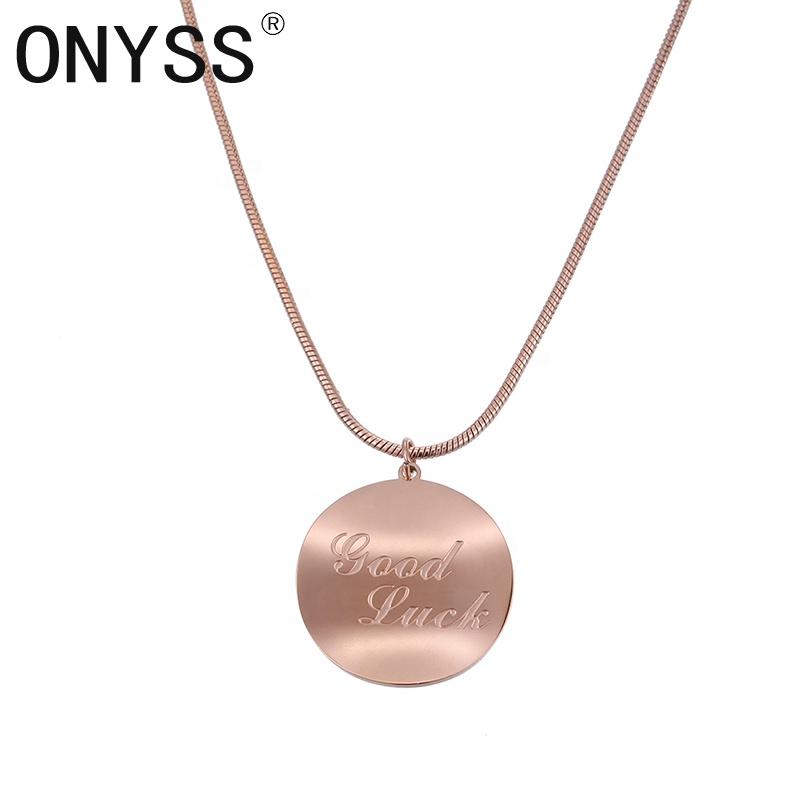 

Geometric Stainless Steel Good Luck Pendant Necklace Unisex Snake Chain Necklaces, Silver