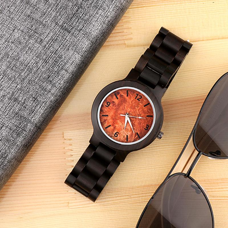 

Wristwatches Fashion Full Wood Watch Men Unique Wooden Watches Luxury Men's Clock Relogio Masculino Reloj Hombre, Orange
