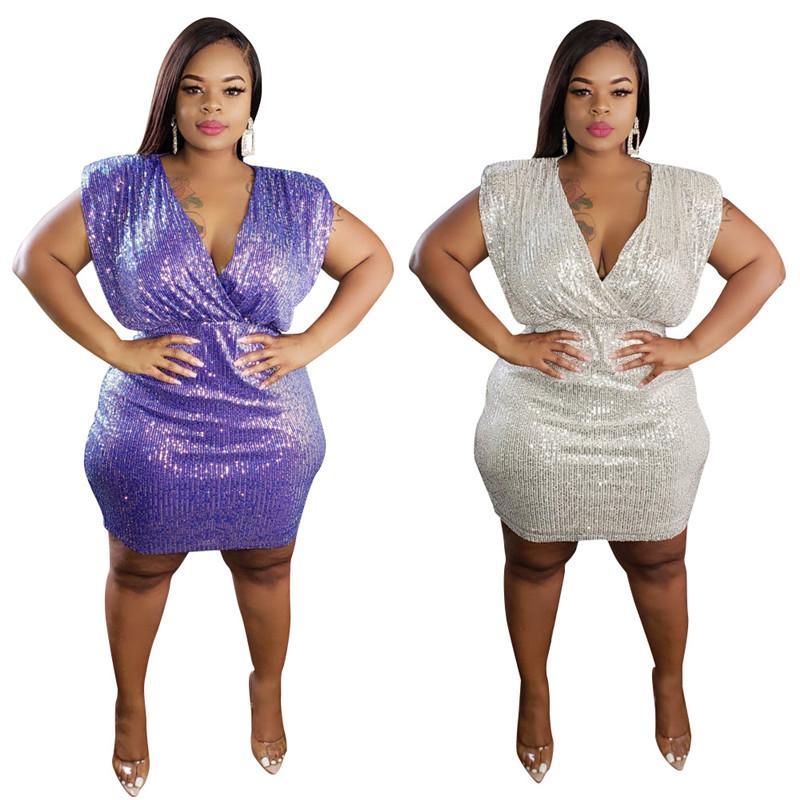 

womens dresse sequins patchwork purple bodycon mini dress woman v-neck party night club elegant dresses wholesale plus size clothing, Black;gray