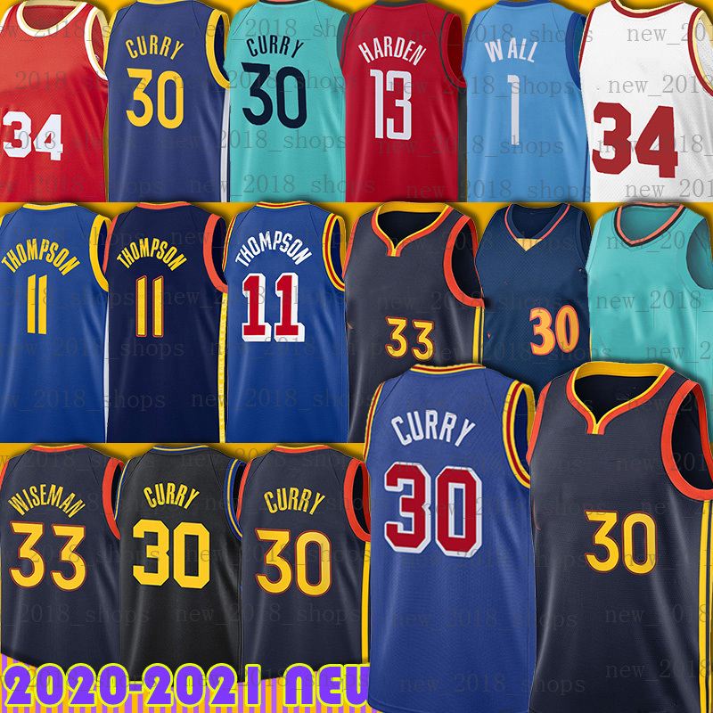 

Stephen 30 Curry 13 Harden Jersey Wiseman Hakeem Chris Olajuwon Paul John Draymond Wall Green Klay Russell Thompson Basketball Men, 2021 new jersey