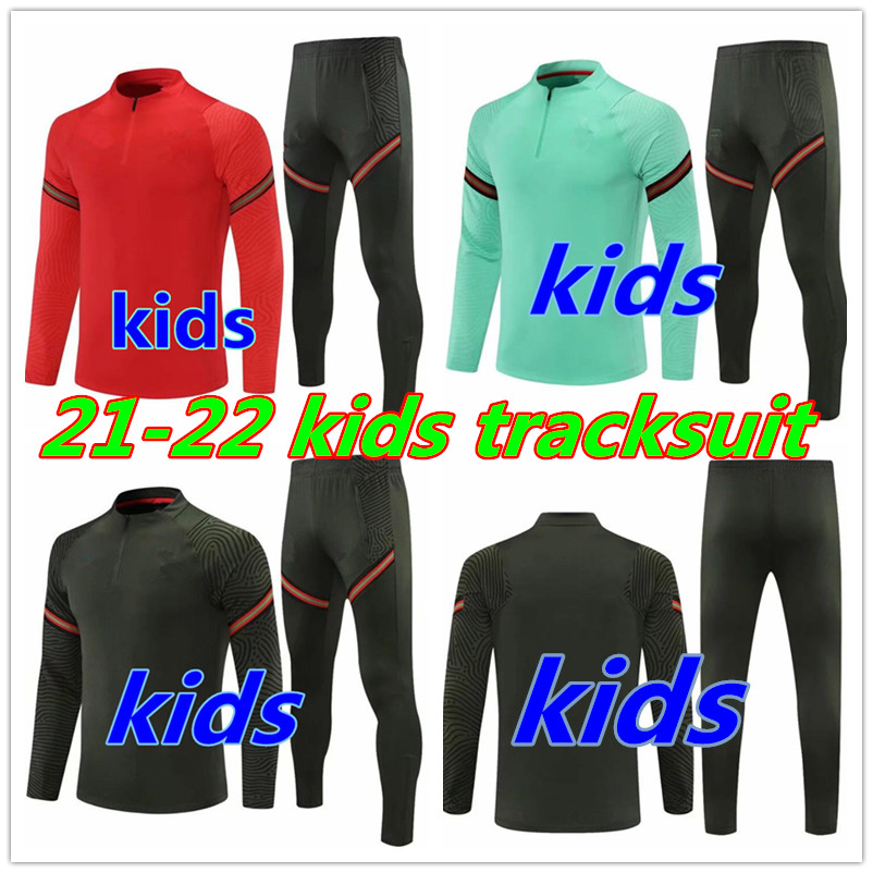 

21 22 kids tracksuits soccer training 2021 child football suit jogging tracksuit chandal futbol survetement foot, Red