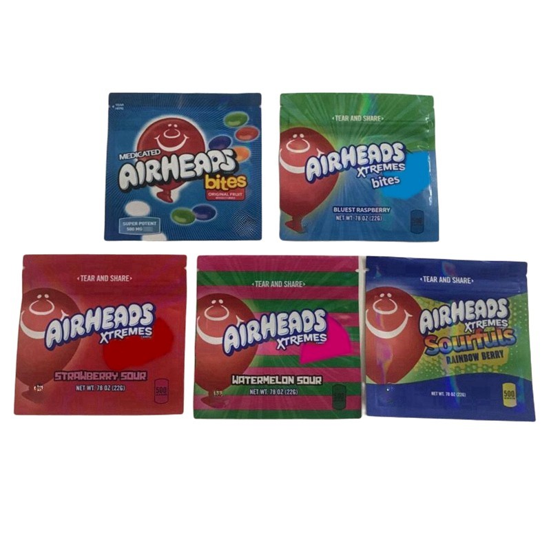 

Empty 22g Airheads xtremes candy bags 500mg medicated Infused Edibles Packaging mylar bag GASHEADS Bites smell proof baggies warheads packing packages