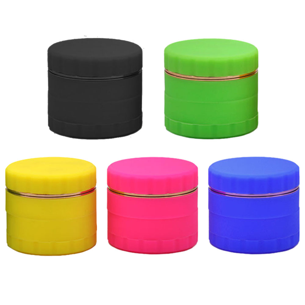 

TOPPUFF Silicone Diameter 63mm 4 Layer herb Grinder Aluminum Alloy Grinders Metal Tobacco Herbs Spice Crusher Smoking Accessories