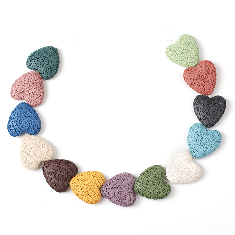 

20mm heart Volcanic Lava stone Loose Beads Slide Charm Beaded Jewelry Making Accessories for Bracelet Necklace