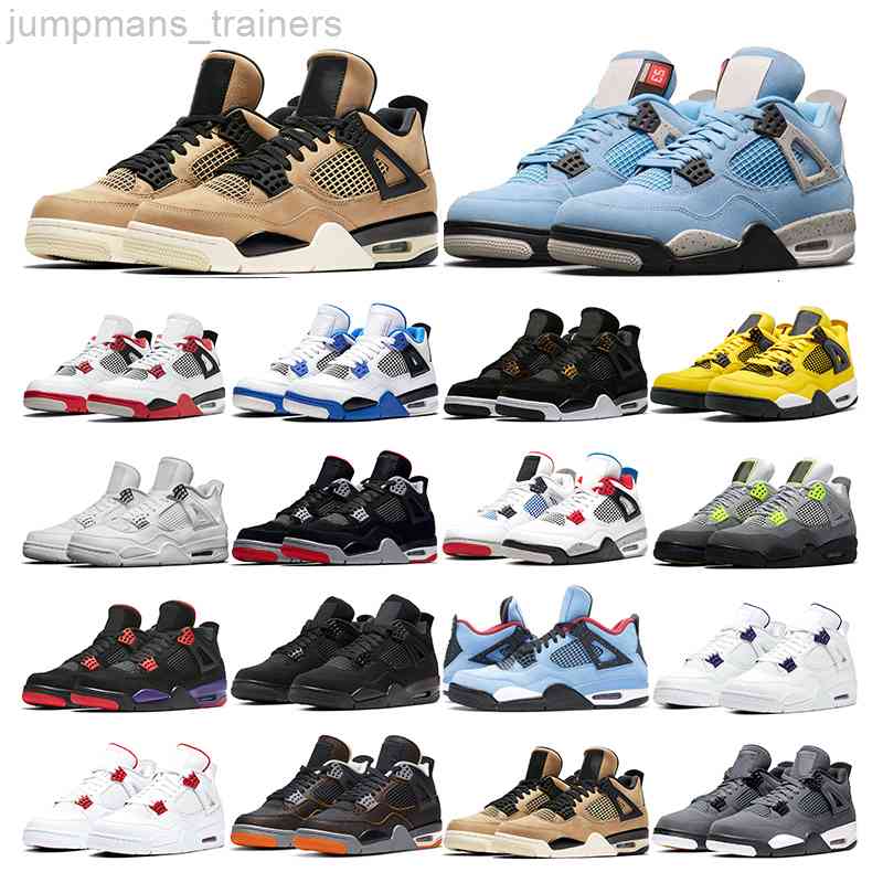 

mens basketball shoes 4s jumpman 4 University Blue black cat fired red White cement Cactus Jack Motorsports men trainer sport sneakers