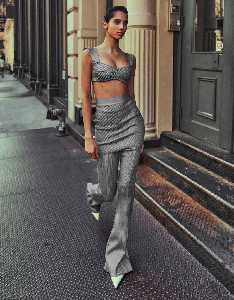 

Women's Two Piece Pants Top Quality Women Winter Sexy V Neck Backless Orange Gray Bandage Set 2021 Celebrity Designer Fashion, White