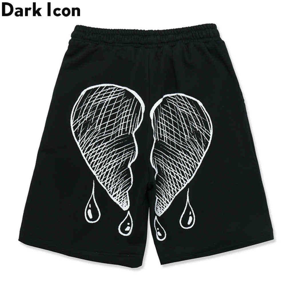

Printed Elastic Waist Drop String Men's Shorts Terry Material Cotton Shorts for Men 210603, Black