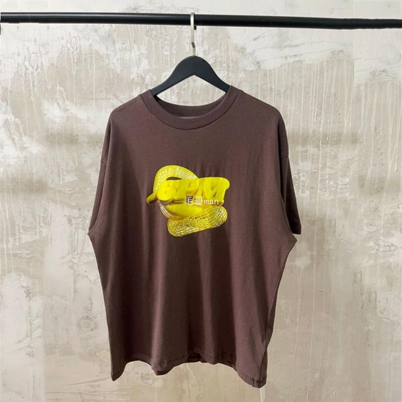 

Men' T-Shirts Oversized 6PM 6PMSEASON T-shirt Men Women T Shirt Brown Gold Logo Printing Tops Tee Clothing