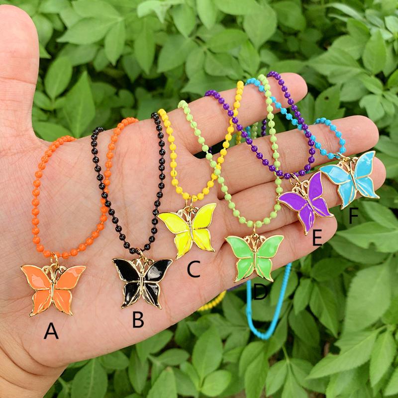 

Pendant Necklaces Charm Butterfly Shape Enamel Gold Plated Pndant Couples Jewellery Beads Chain Necklace Commemorative Gifts Jewelry Wholesa
