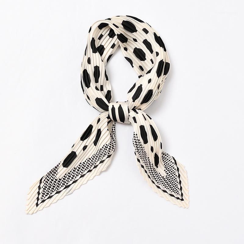 

Scarves Polka Dots Pleated Scarf For Women Crinkle Silk Neck Wear Chic Print Foulard Square Bandana Head [3982]1