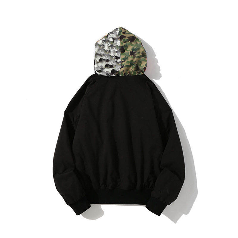 

Camo Men's Hoodies Herren Jackets Sweatshirts Shark Head Coat Zipper, Black