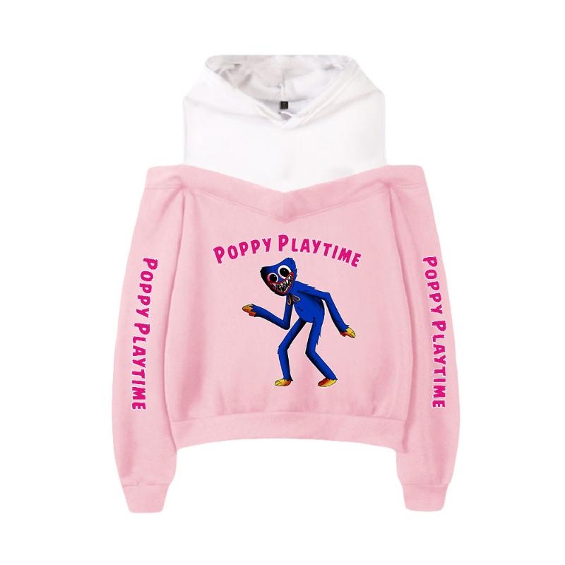 

Women's Hoodies & Sweatshirts Men Hoodie Game Poppy Playtime Women Sweatshirt Harajuku Streetwear Hip Hop Long Sleeve Sexy Off Shoulder Flee, Black