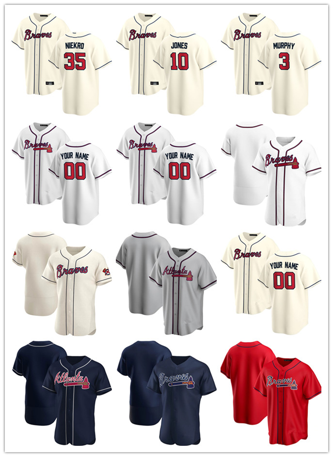 

Custom Mens youth Atlanta Braves 31 Greg Maddux 35 Phil Niekro 3 Dale Murphy 10 Chipper Jones Baseball Jerseys, Blue;black