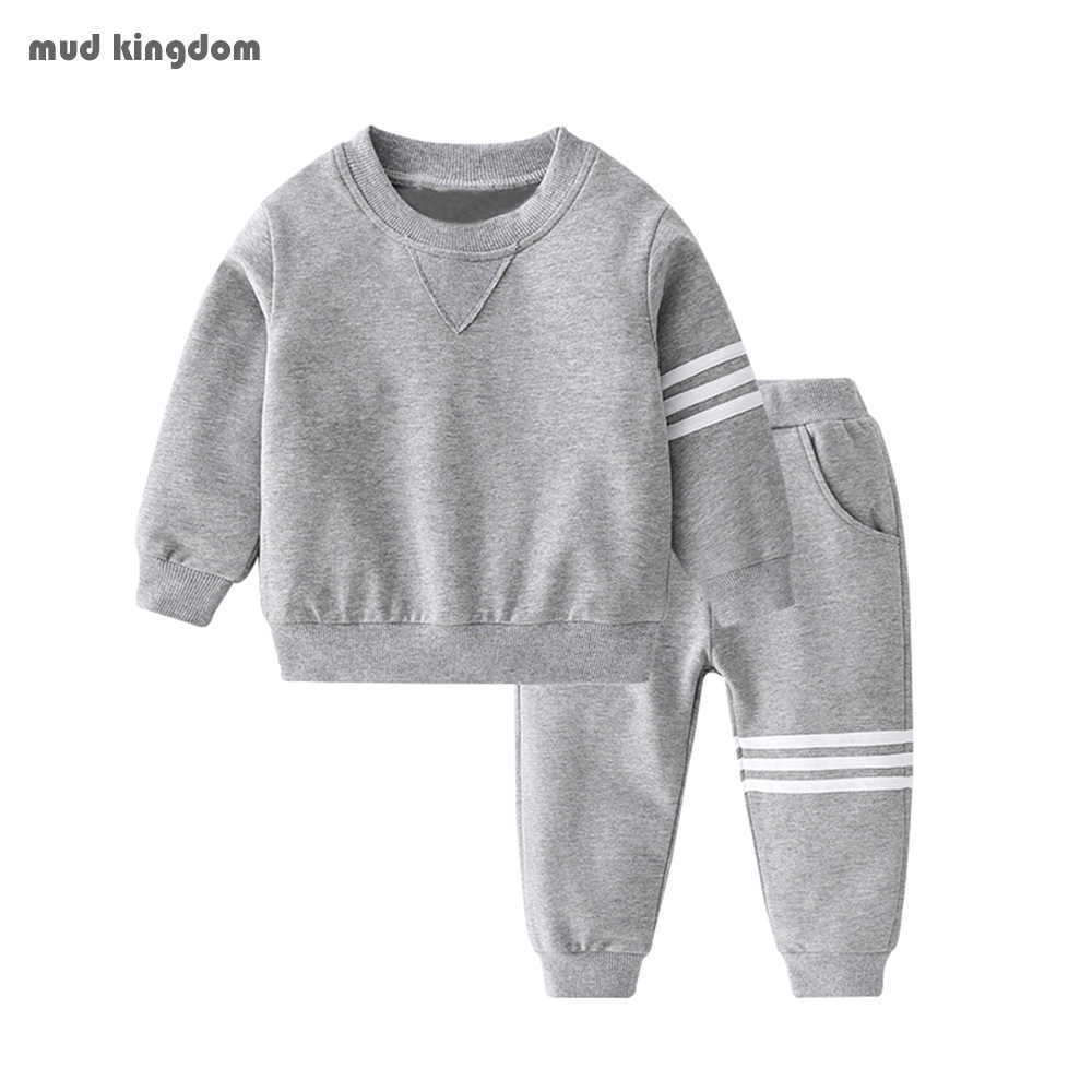 

Mudkingdom Boys Athletic Jogger Pant Set Casual Stripe Cotton Pullover Children Clothing Boy Outfits 210615, Gray