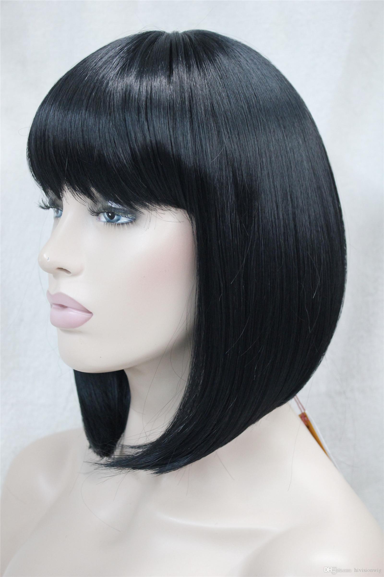 

fashion health Super Cute BOB jet black short straight women's full wig