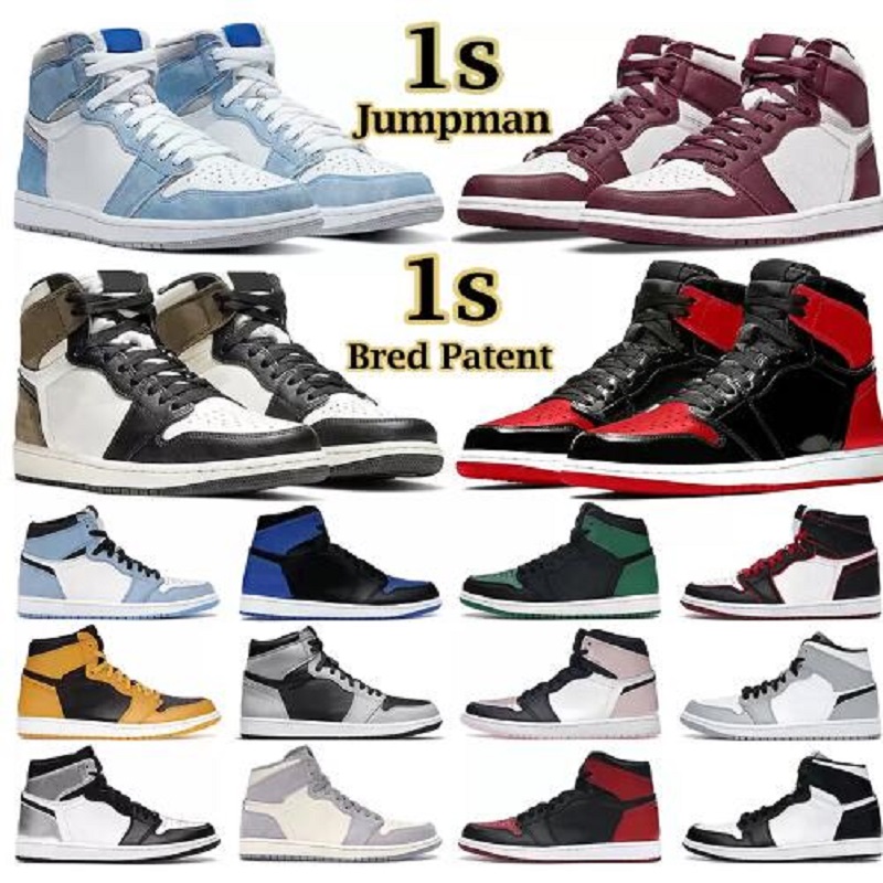 

men women basketball shoes 1s jumpman 1 High Mid top Bordeaux Atmosphere Bred Patent University Blue Hyper Royal Pale Ivory mens trainers sports sneakers, #13