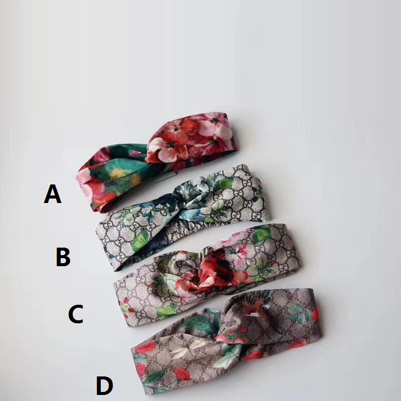 

Luxury designer Elastic Headbands Women classic chic real silk soft sil flower Hair bands For ladies Girl Retro Turban Headwraps 4clours, Black;brown