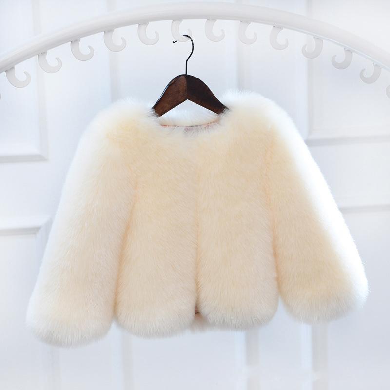 

Jackets 2022 Winter Fashion Girls Faux Fur Coat Short Style Kids Outerwear Luxury Warm Imitation Jacket Clothes TZ649, Blue;gray