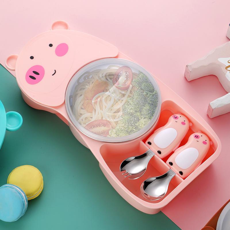 

Dinnerware Sets 304 Children Of Stainless Steel Tableware Suit Nursery Plates Divided Meal Bowl Gift Cartoon Spoon Plate