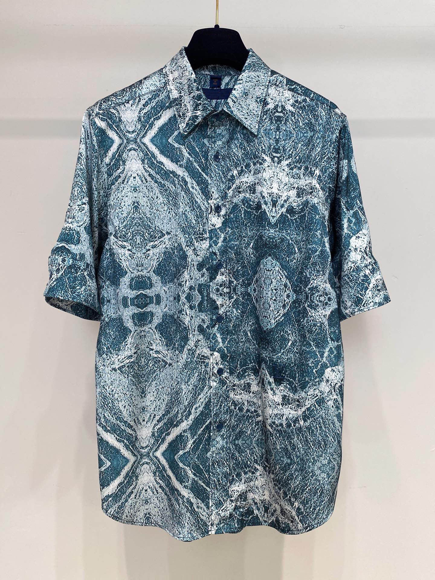 

22SS mens fashion shirts 30% silk 70% artificial silk t-shirt EU US size, Blue