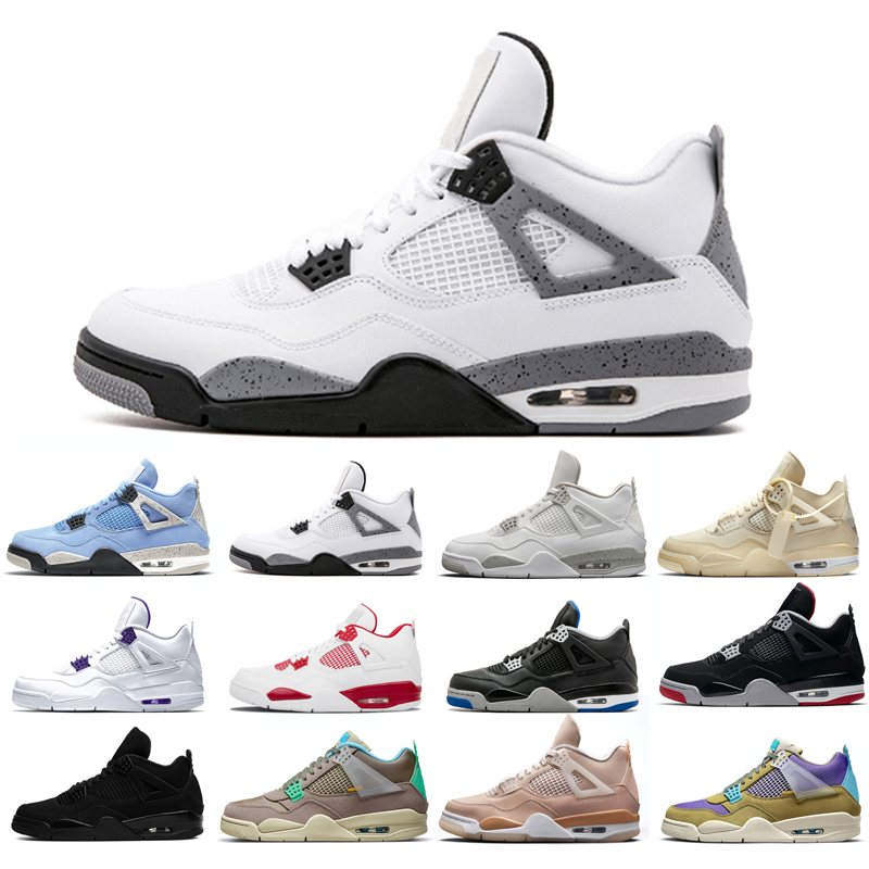 

2021 new basketball shoes 4s man White Oreo Cement University Red Blue Travis Sail Thunder Olivia Kim Black Cat Taupe Haze Pine Green Pure Money Neon Bred purple, White cement
