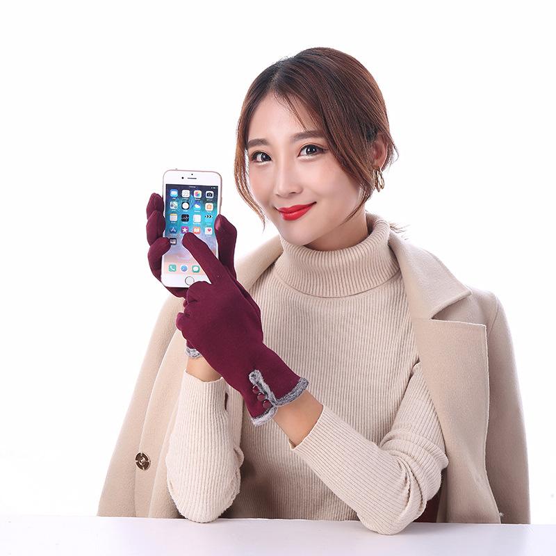 

Five Fingers Gloves Style Women's Winter Warm Without Velvet Plus Full Finger Gloves, Cotton Touch Screen