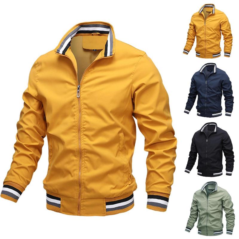 

Men's Jackets Autumn Winter Coat Men Casual Long Sleeve Stand Collar Jacket For Style Streetwear Bomber Male Outwear, Black;brown